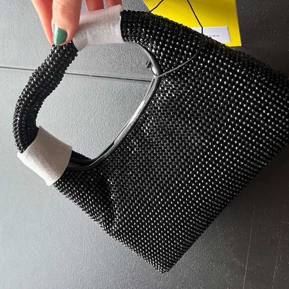 NWT Marc Jacobs The Sack Mini Bag Top Handle Black Rhinestone - Picture 9 of 13